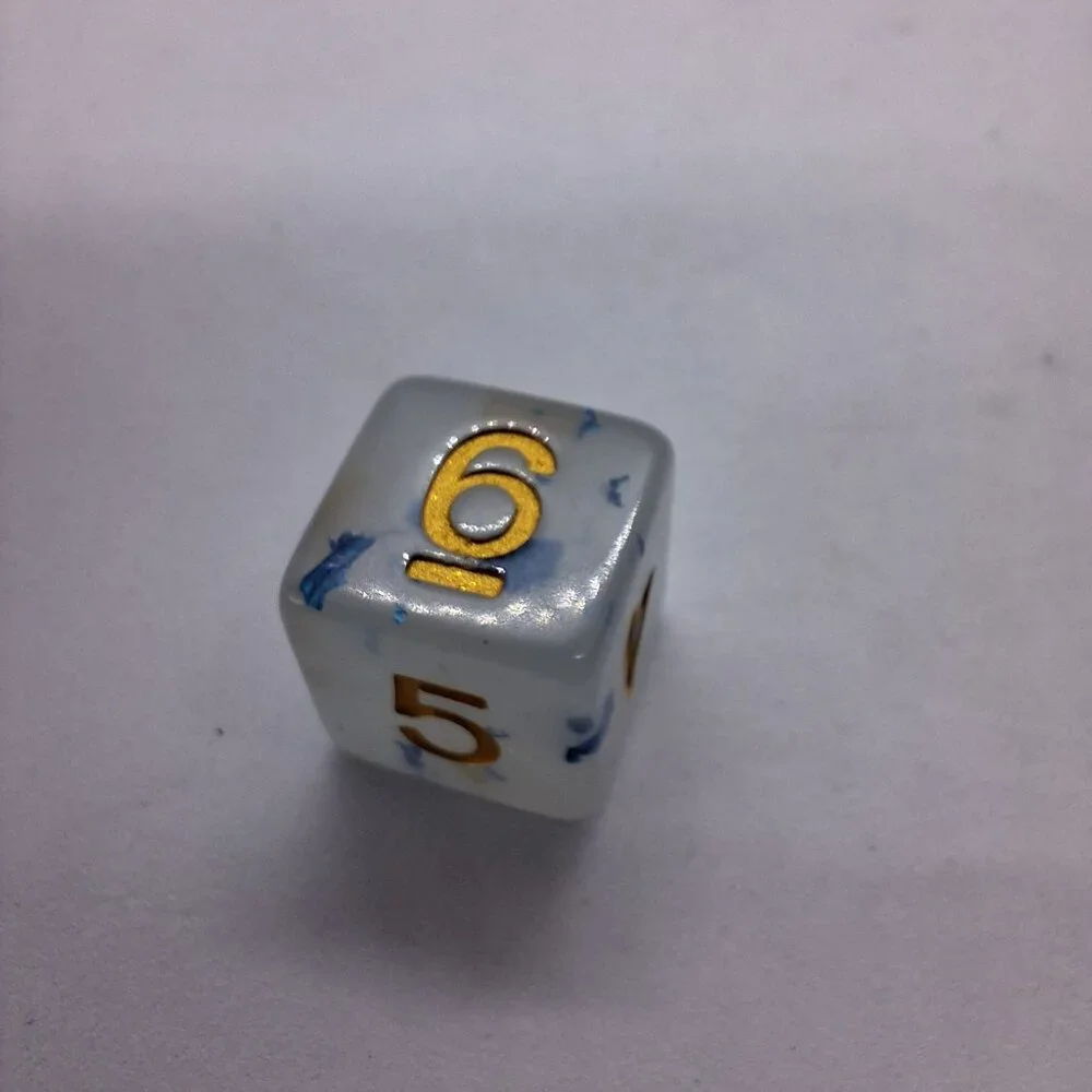 7 Piece Dice Set Blue Spotted Clear‎ Tabletop Counter D&D, RPG, MTG